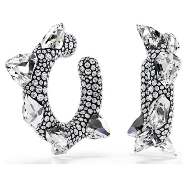 Sublima hoop earrings Spike, White, Rhodium plated - Image 7
