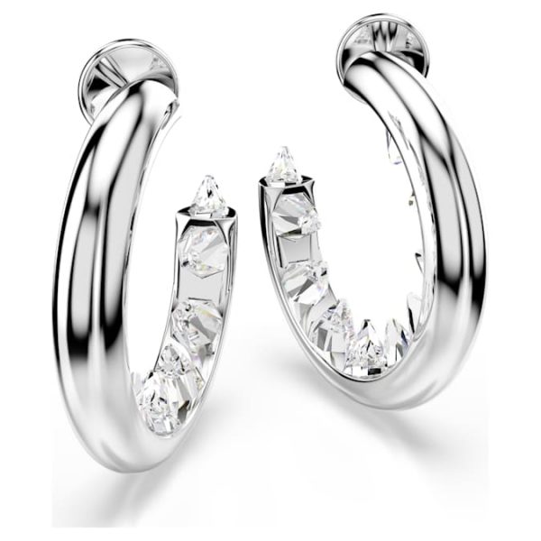 Sublima hoop earrings White, Rhodium plated - Image 4
