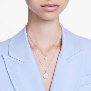 Sublima layered pendant White, Rhodium plated