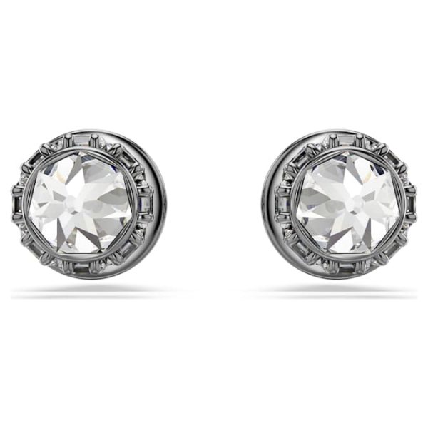 Sublima stud earrings Spike, White, Ruthenium plated - Image 2
