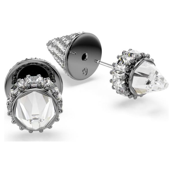Sublima stud earrings Spike, White, Ruthenium plated - Image 4