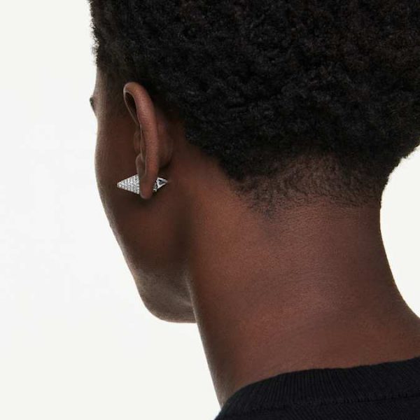 Sublima stud earrings Spike, White, Ruthenium plated - Image 6