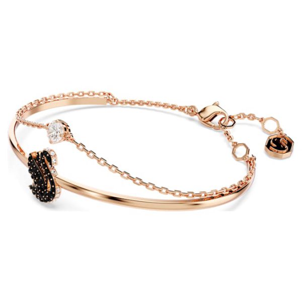 Swan bangle Swan, Black, Rose gold-tone plated - Image 3