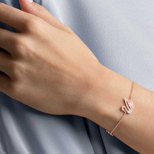 Swan bracelet Swan, Pink, Rose gold-tone plated