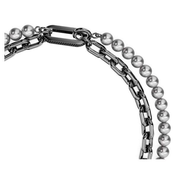Swan choker and brooch Crystal pearl, Swan, Black, Ruthenium plated - Image 4