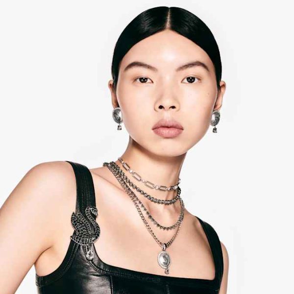 Swan choker and brooch Crystal pearl, Swan, Black, Ruthenium plated - Image 8