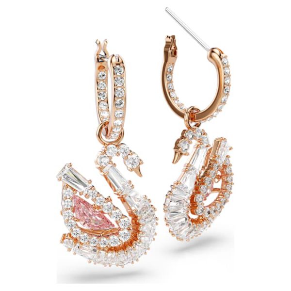 Swan drop earrings Pavé, Swan, Pink - Image 4