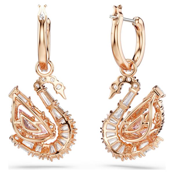 Swan drop earrings Pavé, Swan, Pink - Image 5