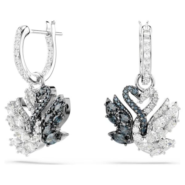 Swan drop earrings Swan, Black, Mixed metal finish - Image 2