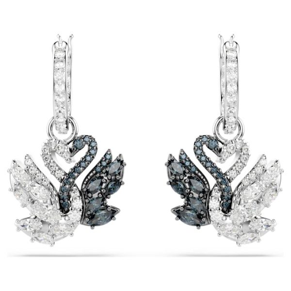 Swan drop earrings Swan, Black, Mixed metal finish - Image 3
