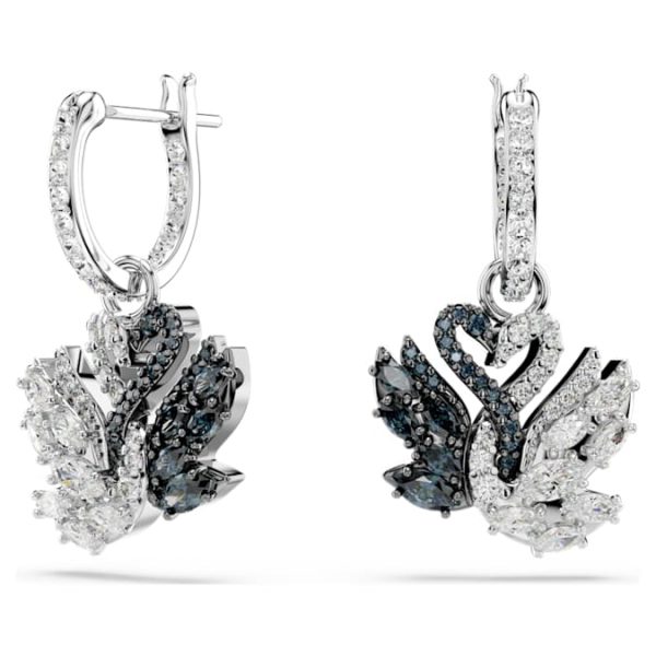 Swan drop earrings Swan, Black, Mixed metal finish - Image 6