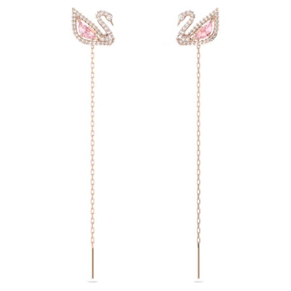 Swan drop earrings Swan, Pink, Rose gold-tone plated - Image 2