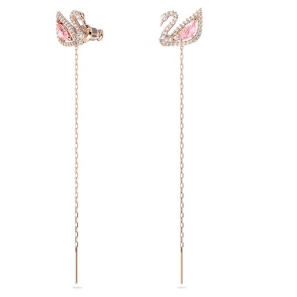 Swan drop earrings Swan, Pink, Rose gold-tone plated - Image 3