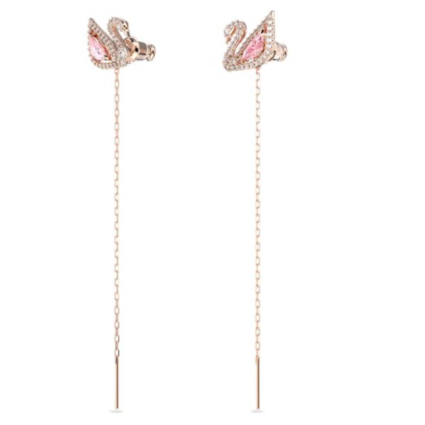 Swan drop earrings Swan, Pink, Rose gold-tone plated - Image 4