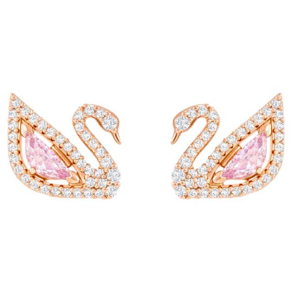 Swan drop earrings Swan, Pink, Rose gold-tone plated - Image 5