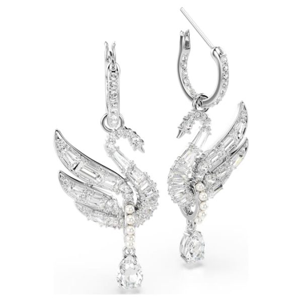 Swan earrings Swan, White, Rhodium plated - Image 4