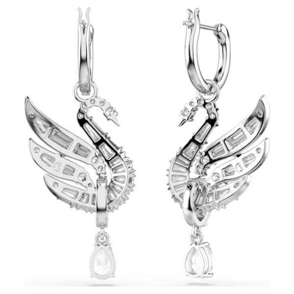 Swan earrings Swan, White, Rhodium plated - Image 5