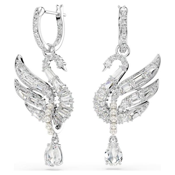 Swan earrings Swan, White, Rhodium plated - Image 6
