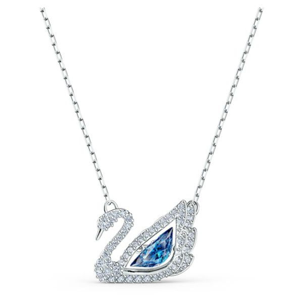Swan necklace Dancing swan, Blue, Rhodium plated - Image 2