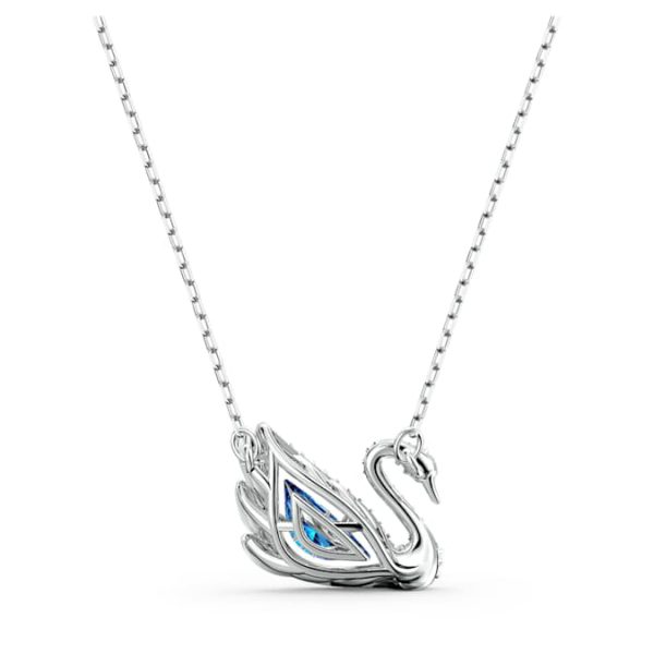 Swan necklace Dancing swan, Blue, Rhodium plated - Image 6