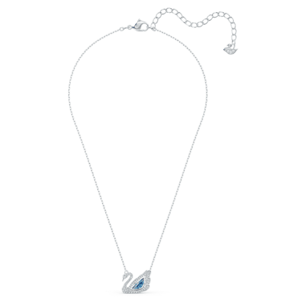 Swan necklace Dancing swan, Blue, Rhodium plated - Image 3