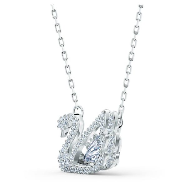 Swan necklace Dancing swan, White, Rhodium plated - Image 5