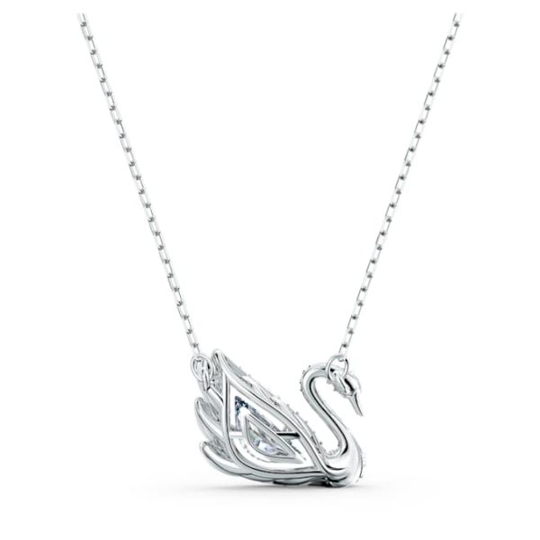 Swan necklace Dancing swan, White, Rhodium plated - Image 6