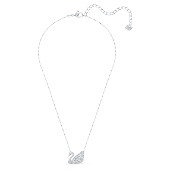 Swan necklace Dancing swan, White, Rhodium plated - Image 3