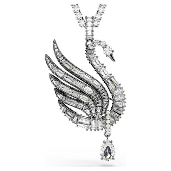 Swan pendant and brooch Swan, White, Ruthenium plated - Image 2
