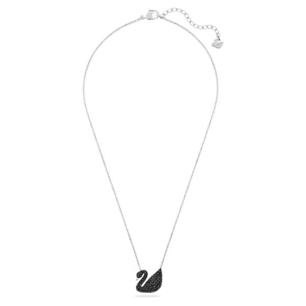 Swan pendant Swan, Black, Rhodium plated - Image 3
