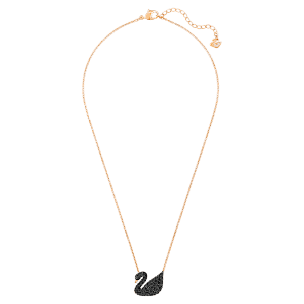 Swan pendant Swan, Black, Rose gold-tone plated - Image 3