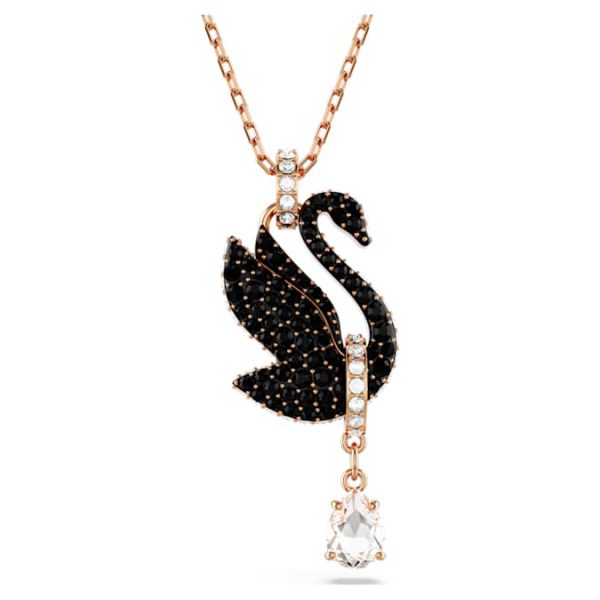 Swan pendant Swan, Black, Rose gold-tone plated - Image 2