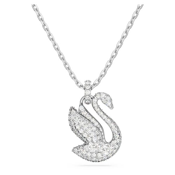 Swan pendant Swan, Medium, White, Rhodium plated - Image 2