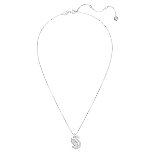 Swan pendant Swan, Medium, White, Rhodium plated - Image 3