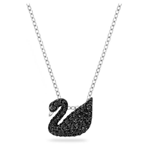 Swan pendant Swan, Small, Black, Rhodium plated - Image 2