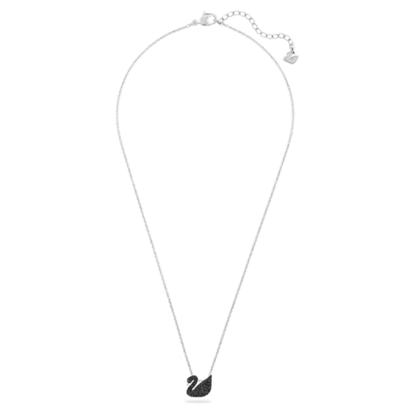 Swan pendant Swan, Small, Black, Rhodium plated - Image 3