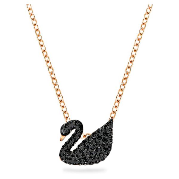 Swan pendant Swan, Small, Black, Rose gold-tone plated - Image 2