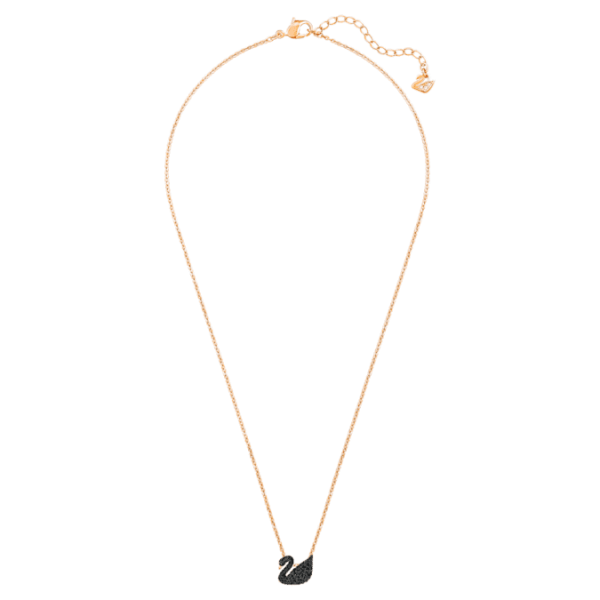 Swan pendant Swan, Small, Black, Rose gold-tone plated - Image 3