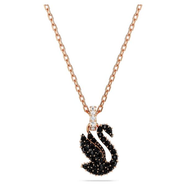 Swan pendant Swan, Small, Black, Rose gold-tone plated - Image 2