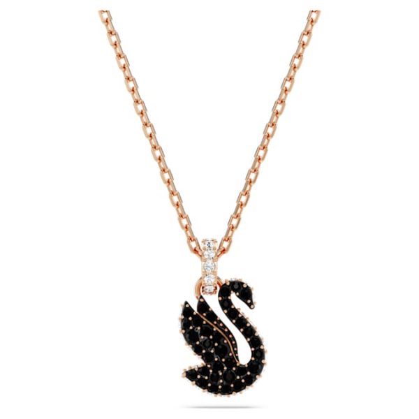 Swan pendant Swan, Small, Black, Rose gold-tone plated - Image 6