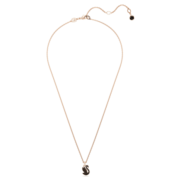 Swan pendant Swan, Small, Black, Rose gold-tone plated - Image 3