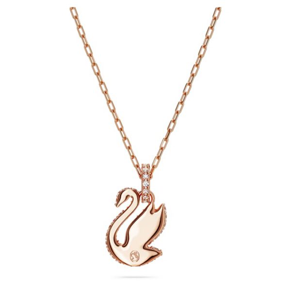 Swan pendant Swan, Small, White, Rose gold-tone plated - Image 5