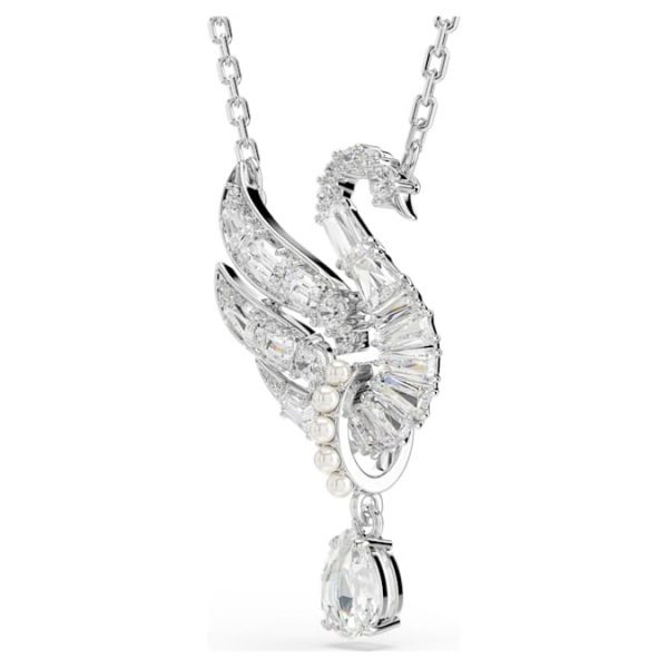 Swan pendant Swan, White, Rhodium plated - Image 4