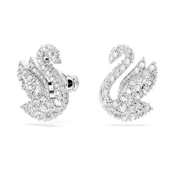 Swan stud earrings Swan, White, Rhodium plated - Image 3