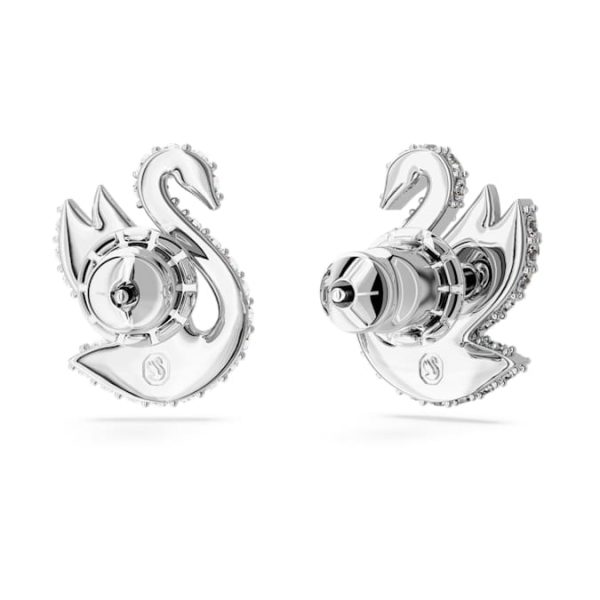 Swan stud earrings Swan, White, Rhodium plated - Image 5