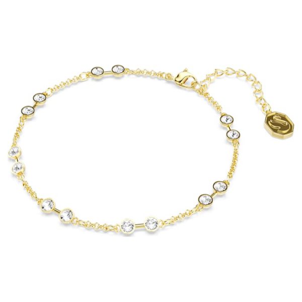 Swarovski Remix Collection strand Round cut, White, Gold-tone plated - Image 3