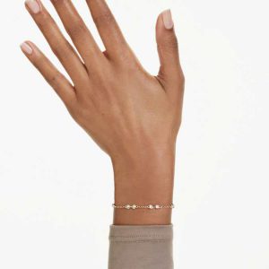 Swarovski Remix Collection strand Round cut, White, Gold-tone plated