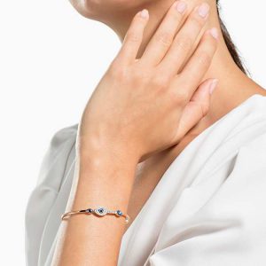 Symbolica bangle Evil eye, Blue, Mixed metal finish