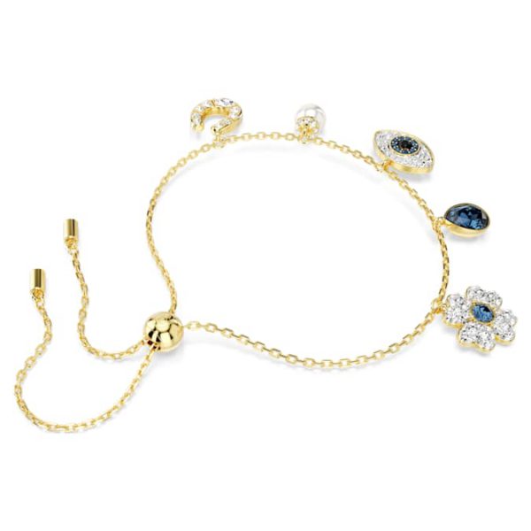 Symbolica bracelet Crystal pearl, Clover, evil eye and horseshoe, Blue, Gold-tone plated - Image 5