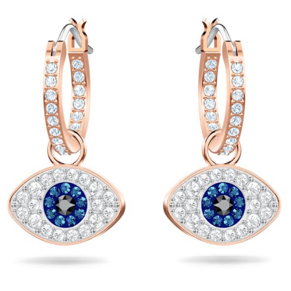 Symbolica hoop earrings Evil eye, Blue, Rose gold-tone plated - Image 2